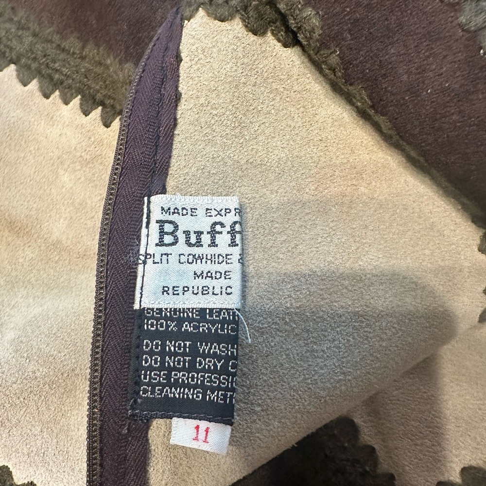 Buff Genuine Leather Patchwork‎ Jacket - Picture 3 of 5